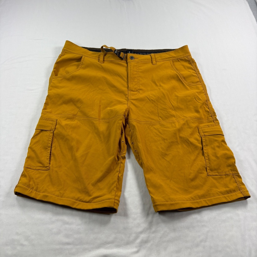 prAna Zion Cargo Shorts Mens 2XL Gold Belted Outdoor Hiking Trail